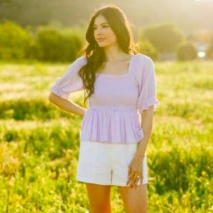 Purple puff sleeve blouse